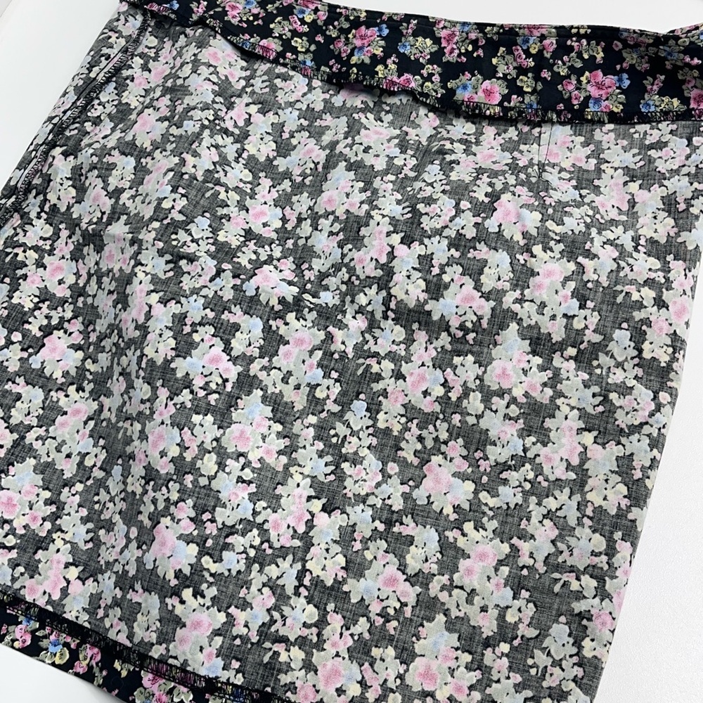 Vintage Blue skirt size 3 dark floral mini skirt black pink blue green yellow - Picture 6 of 12